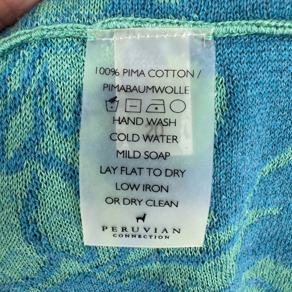 Peruvian Connection Pima Cotton Le Midi Dress Floral Sleeveless Mint/Teal Size M - Picture 6 of 7